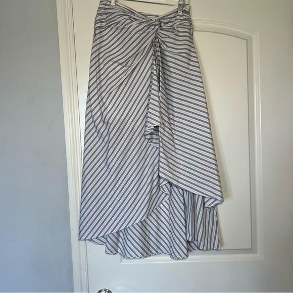 A.L.C. Diller Draped Cotton Midi Skirt asymmetrical black and white stripe - Picture 10 of 11